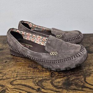 Skechers Bikers Pedestrian Slip On Shoes Womens Size 7 Brown Suede Relaxed Fit